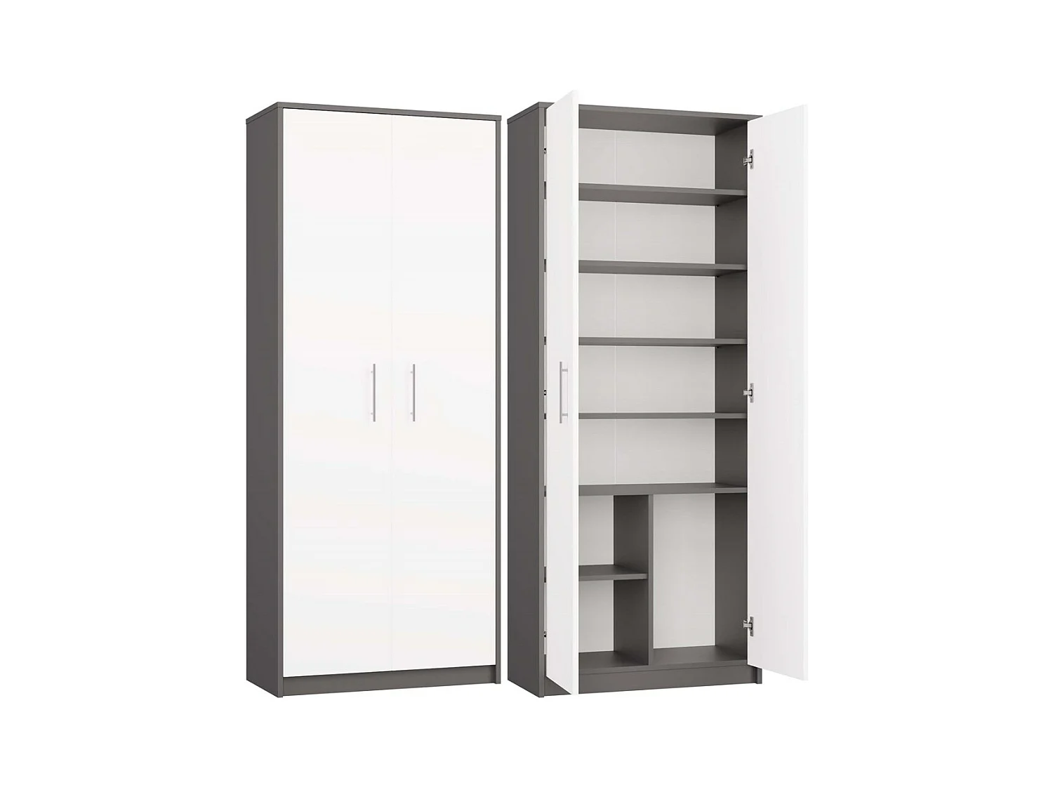 PARLA - Armoire moderne 6 étagères - 180x74x35cm - Meuble de rangement - Armoire bureau