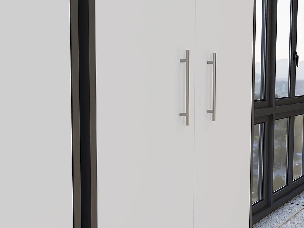 Regał Oliv 2D | Antracyt/ Biel | 74x35x180 cm | Regał Zamykany, 2 Drzwi, 8 Półek