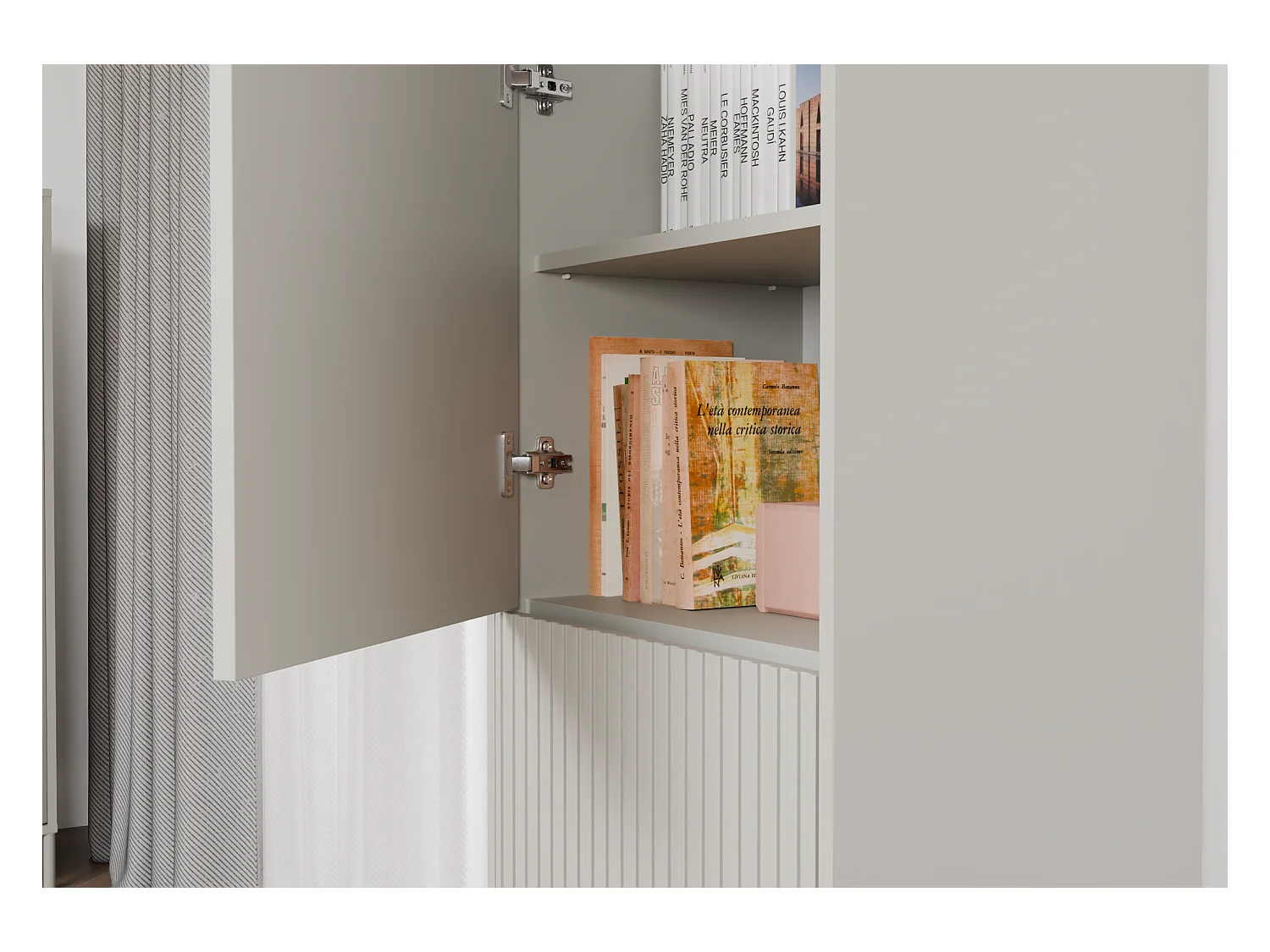 Witryna KAMARO 2DK Slim| Kaszmir | 53.5x40x147.5 cm| Ryflowany Front