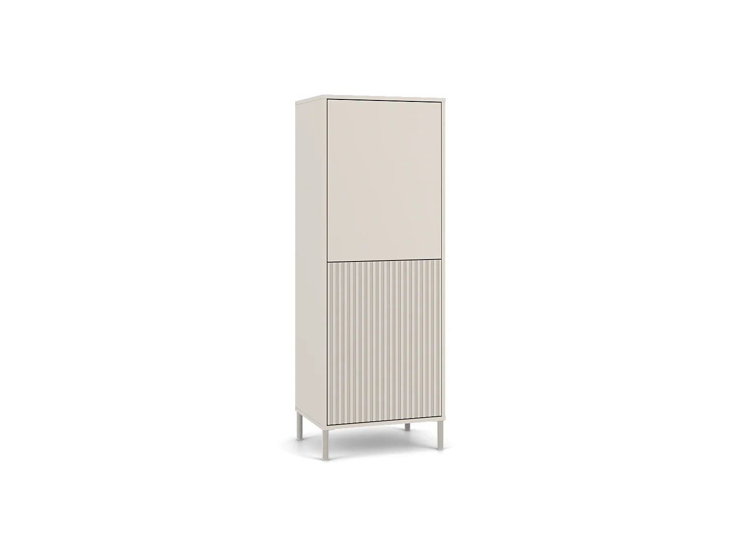 KAMARO - Armoire moderne 3 étagères et 2 portes - 147.5x53.5x40cm - Meuble de rangement - Beige Cachemire