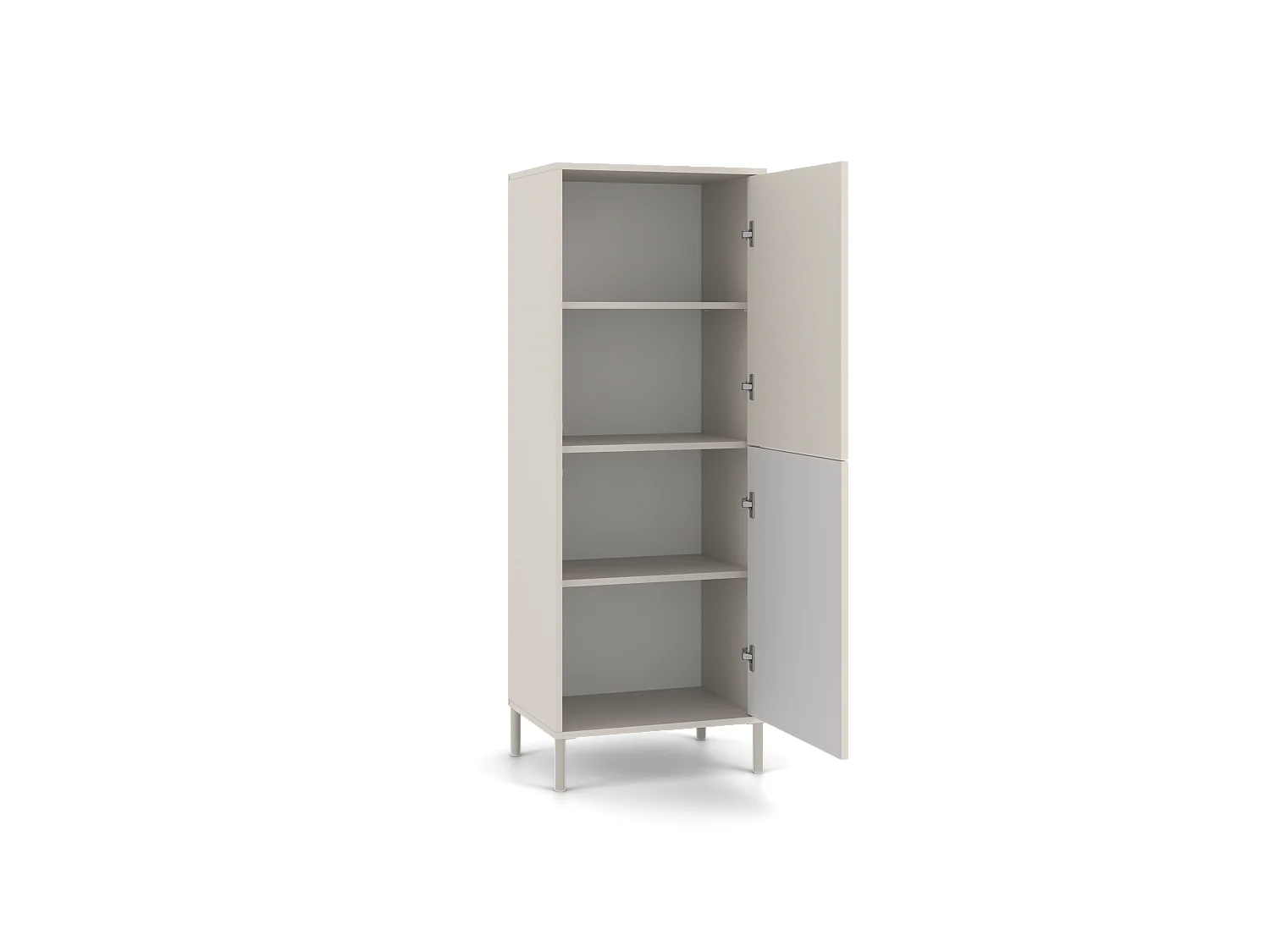 KAMARO - Armoire moderne 3 étagères et 2 portes - 147.5x53.5x40cm - Meuble de rangement - Beige Cachemire