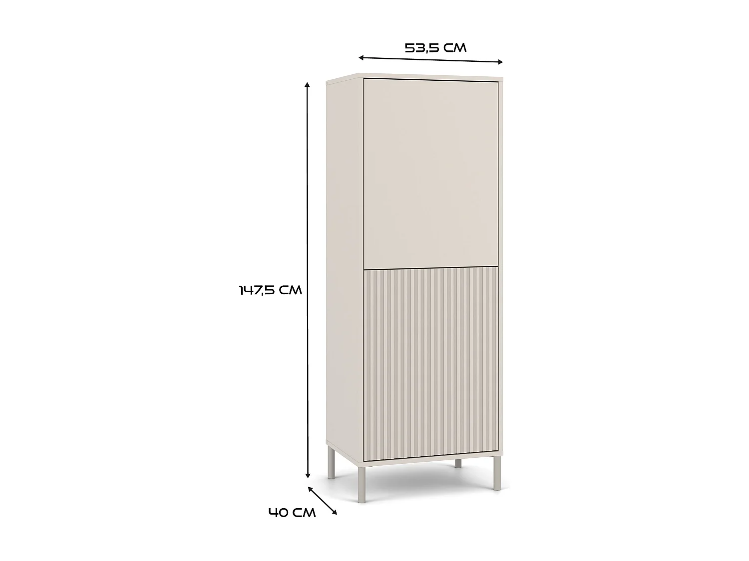 KAMARO - Armoire moderne 3 étagères et 2 portes - 147.5x53.5x40cm - Meuble de rangement - Beige Cachemire