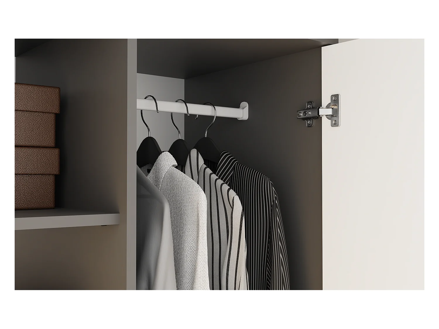 TURIN - Armoire de chambre - Penderie multifonctions - 2 portes + 2 tiroirs - Dressing - Anthracite et Blanc