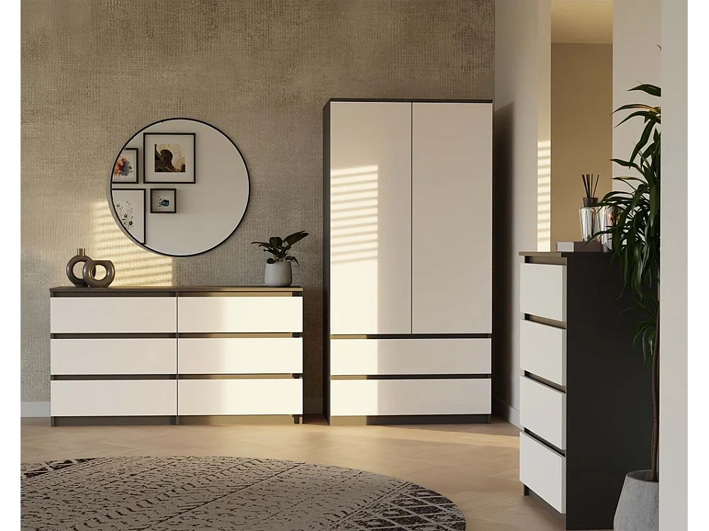 Szafa Malwa SS-90 | Antracyt/Biel | 90x50x180 cm | Nowoczesna Szafa Dwudrzwiowa