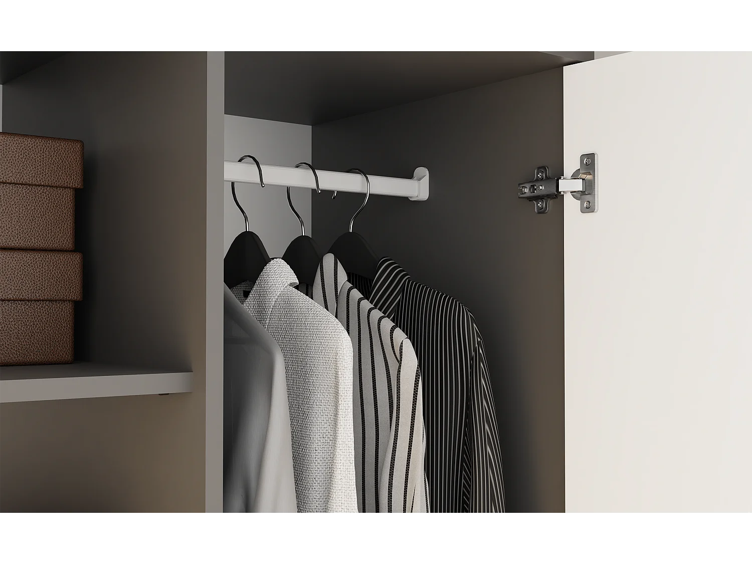 TURIN - Armoire de chambre - Penderie multifonctions - 2 portes + 2 tiroirs - Dressing - Anthracite et Blanc