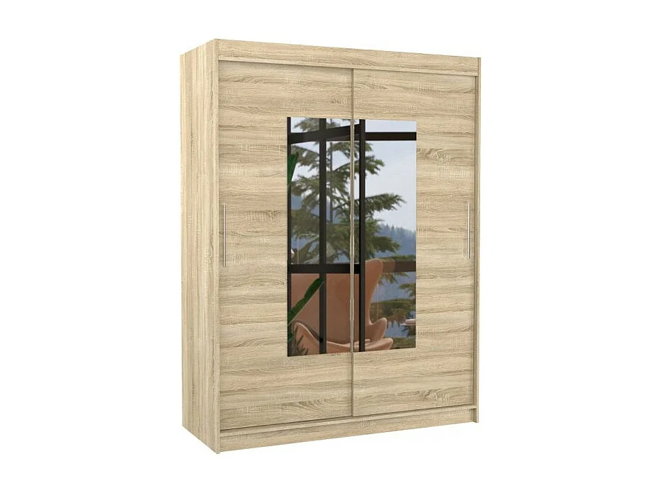 Armoire Rodrigo (150cm)/portes coulissantes/miroir/Sonoma