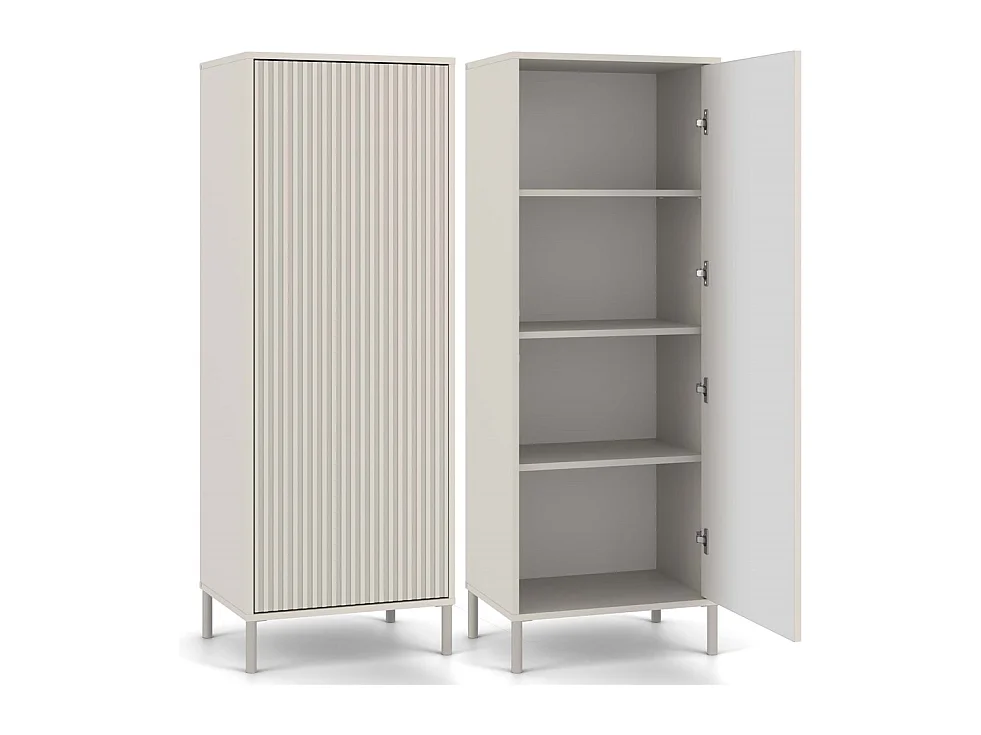 KAMARO - Armoire moderne 3 étagères - 147.5x53.5x40cm - Meuble de rangement - Beige Cachemire