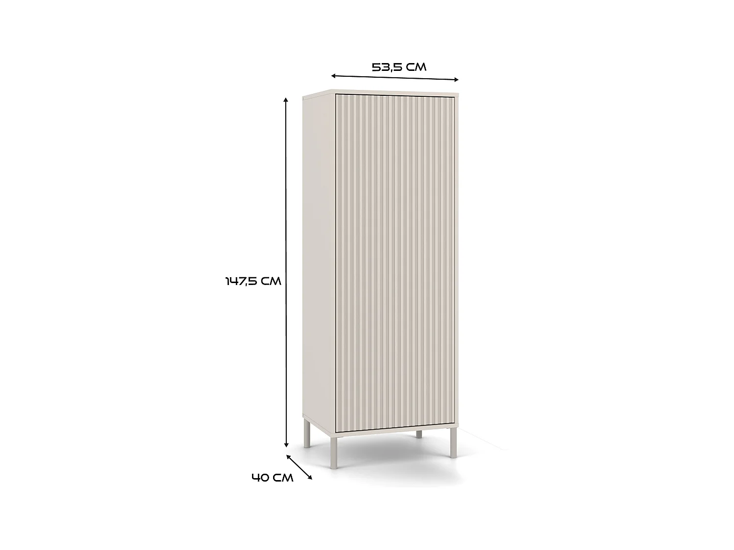 KAMARO - Armoire moderne 3 étagères - 147.5x53.5x40cm - Meuble de rangement - Beige Cachemire