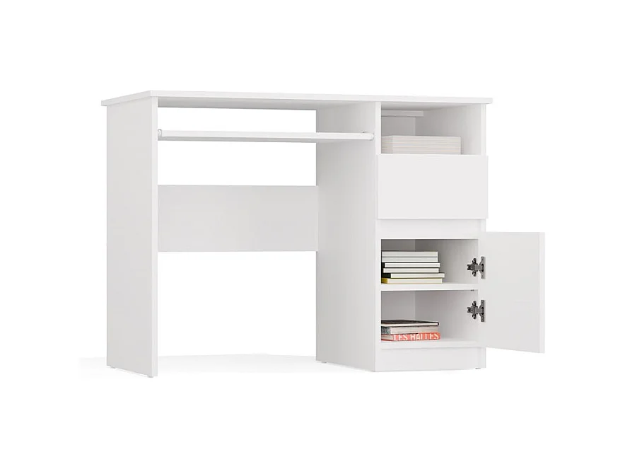 Biurko PORTO Prawe |  Białe | Komputerowe z Szufladą | 98,5x51x75,5 cm | Nowoczesne