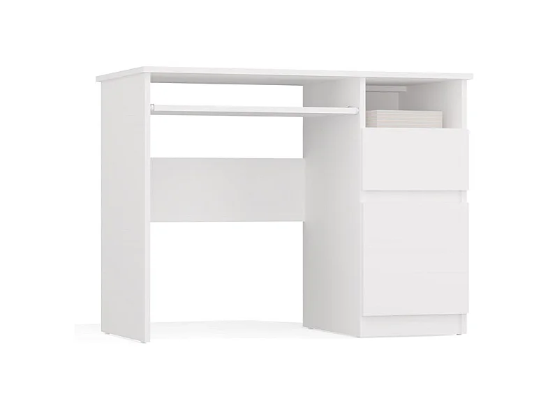 Biurko PORTO Prawe |  Białe | Komputerowe z Szufladą | 98,5x51x75,5 cm | Nowoczesne