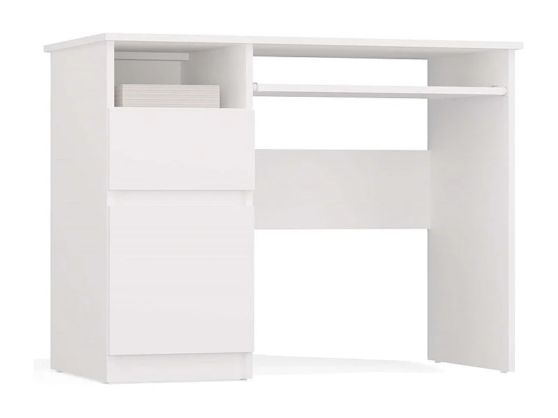 Biurko PORTO Lewe | Białe | Komputerowe z Szufladą | 98,5x51x75,5 cm | Nowoczesne