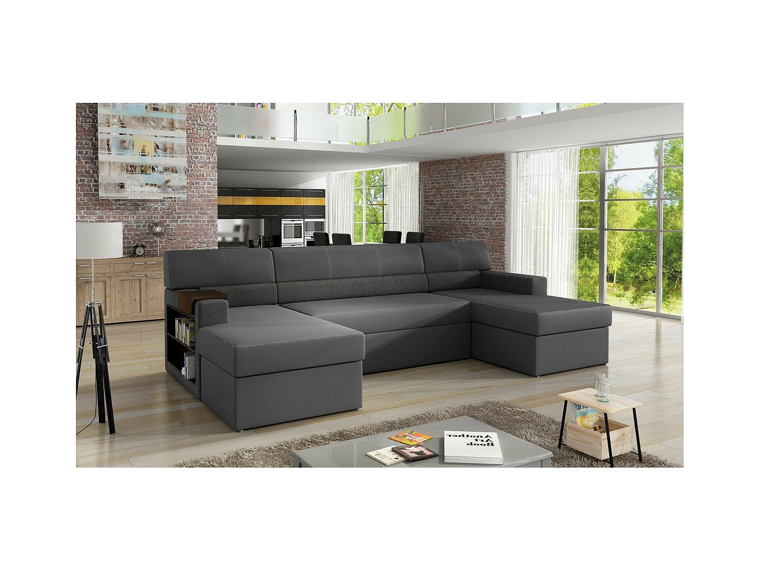Ecksofa Larion L/Stoffbezug/Grau