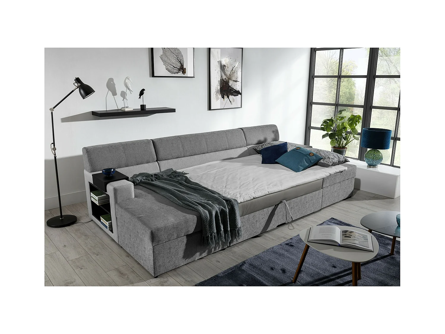 Ecksofa Larion L/Stoffbezug/Grau