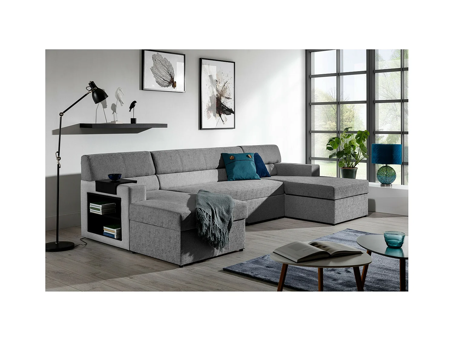 Ecksofa Larion L/Stoffbezug/Grau