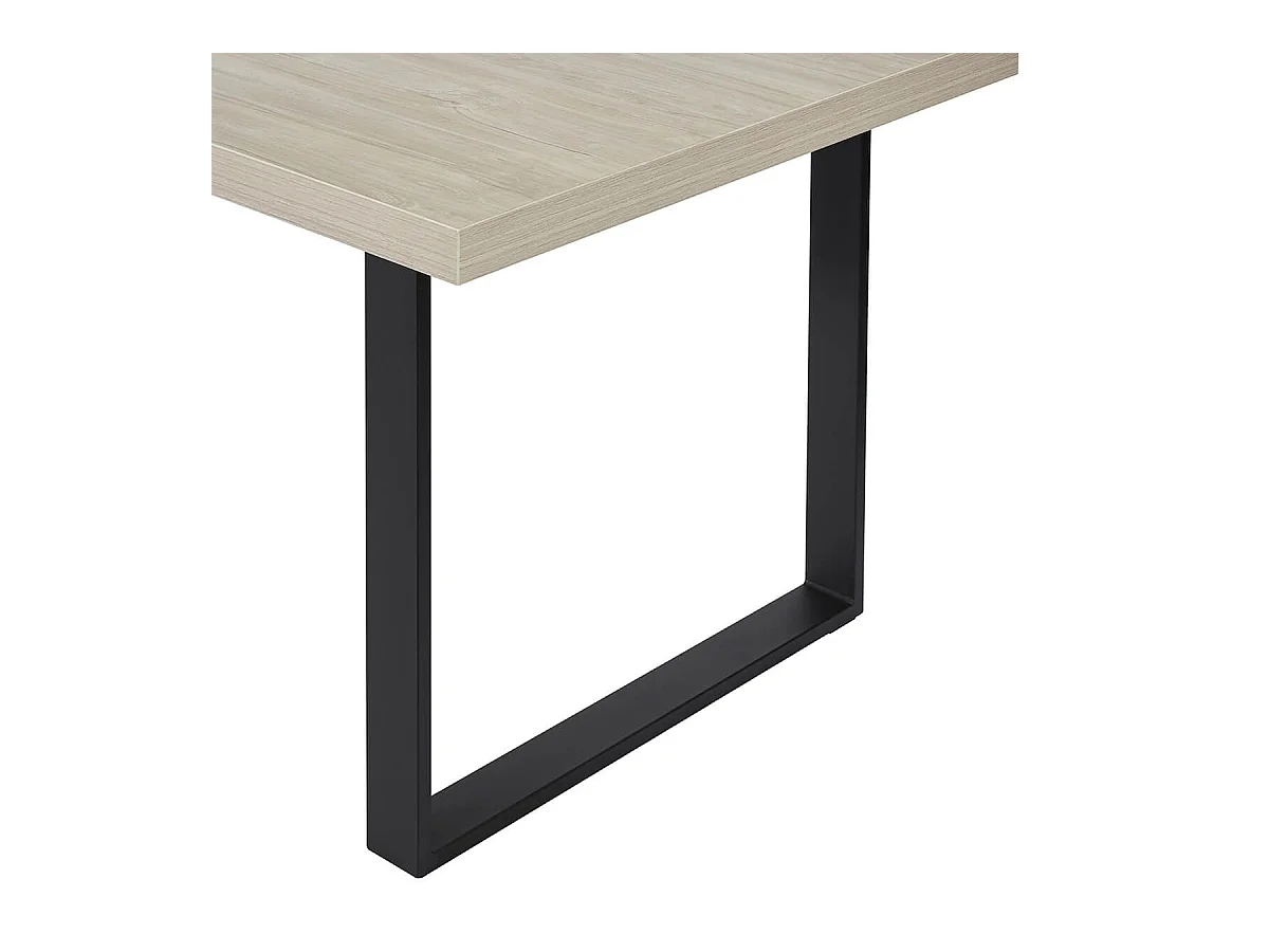 Ensemble séjour buffet + table aspect lames de bois finition Beach et noir - THOMAS