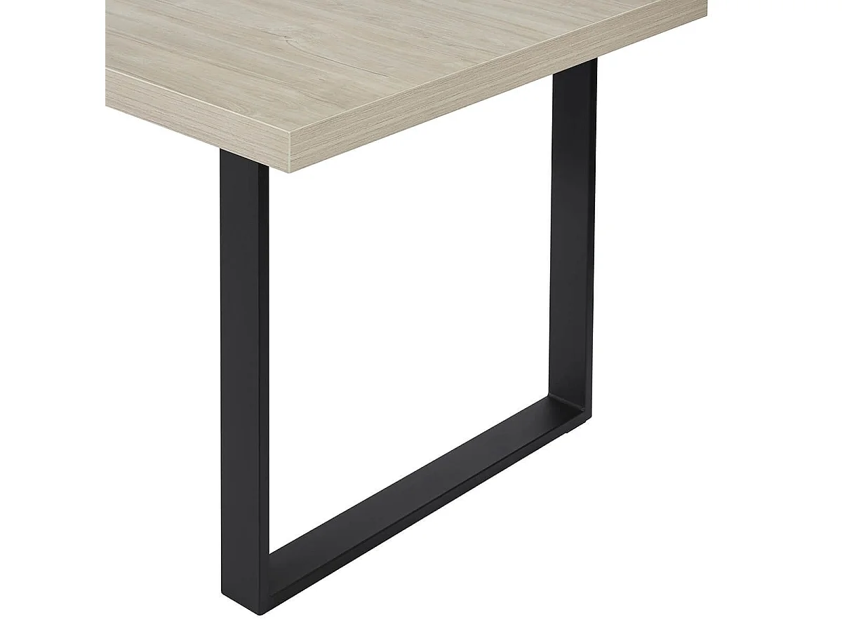 Ensemble séjour buffet + table aspect lames de bois finition Beach et noir - THOMAS