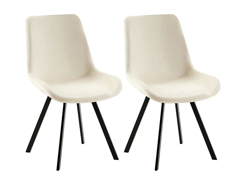 Lot de 2  chaise salle à manger - Velours - Crème - Lewes