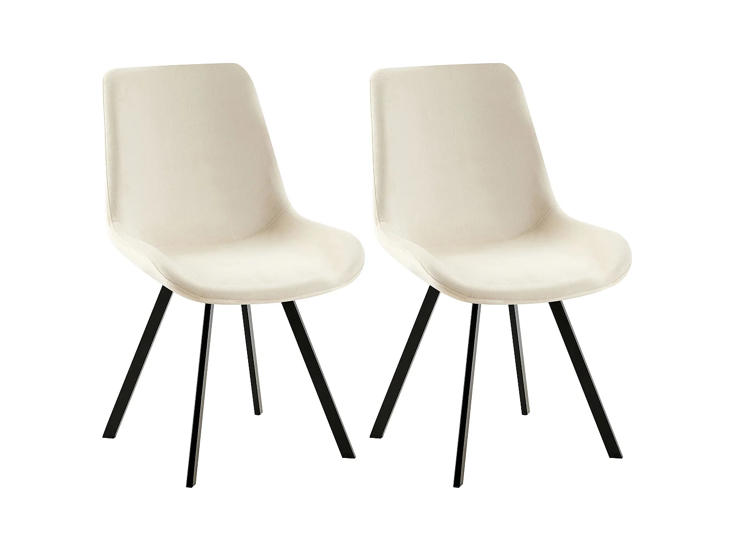 Lot de 2  chaise salle à manger - Velours - Crème - Lewes