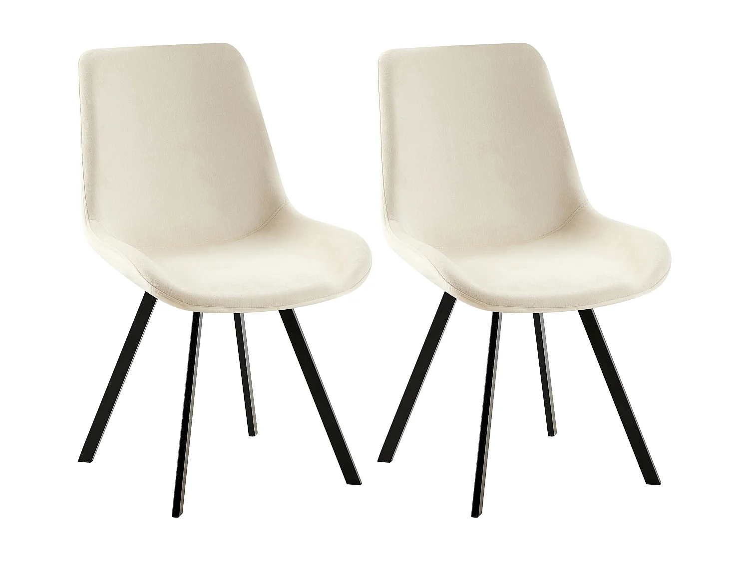 Lot de 2  chaise salle à manger - Velours - Crème - Lewes