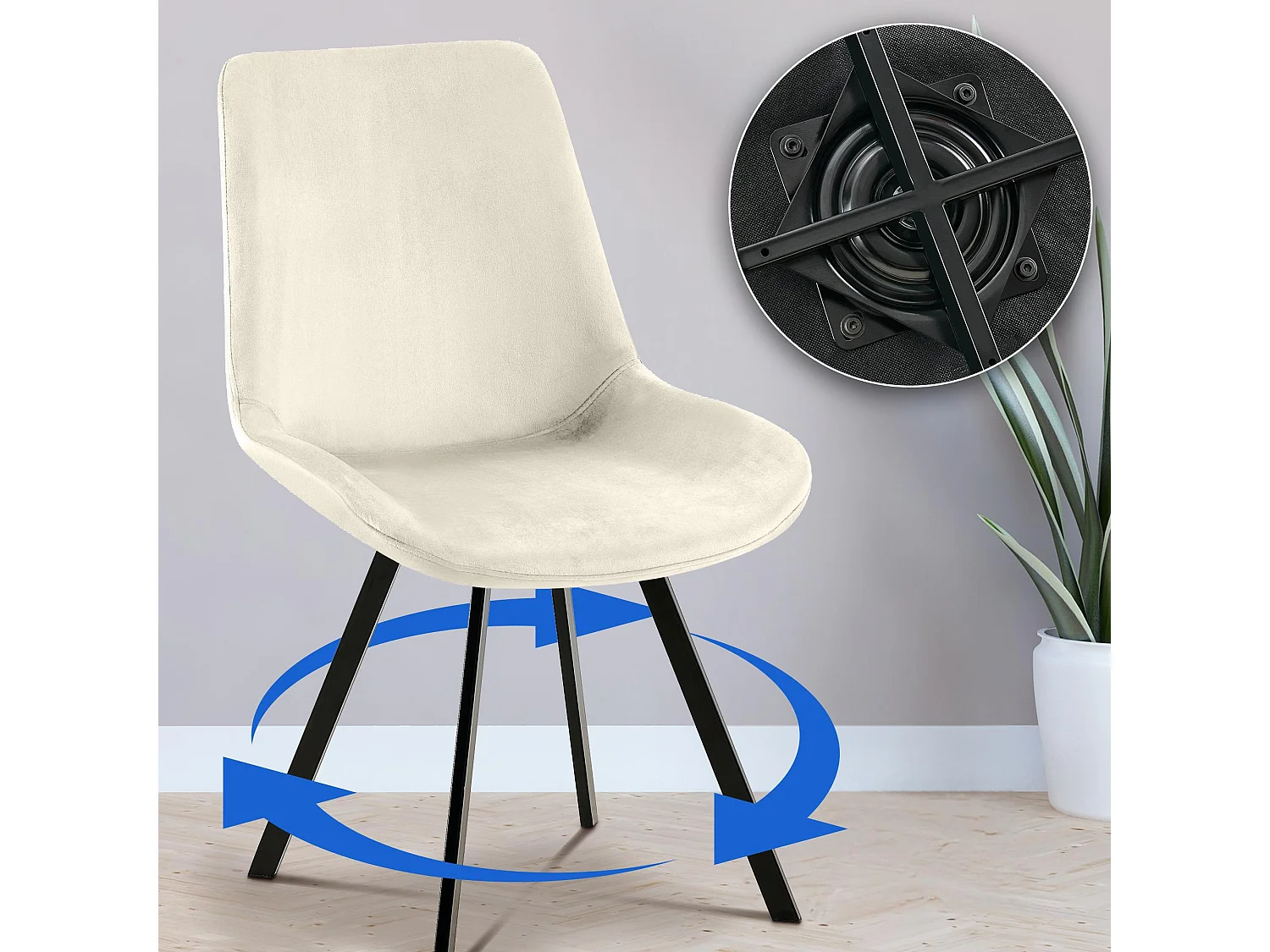 Lot de 2  chaise salle à manger - Velours - Crème - Lewes