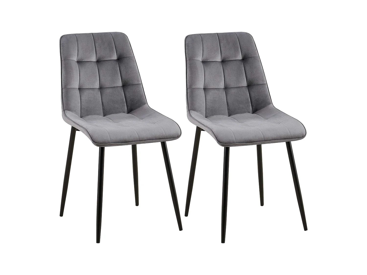 Lot de 2  chaise salle à manger - Velours - Gris foncé - Gifford