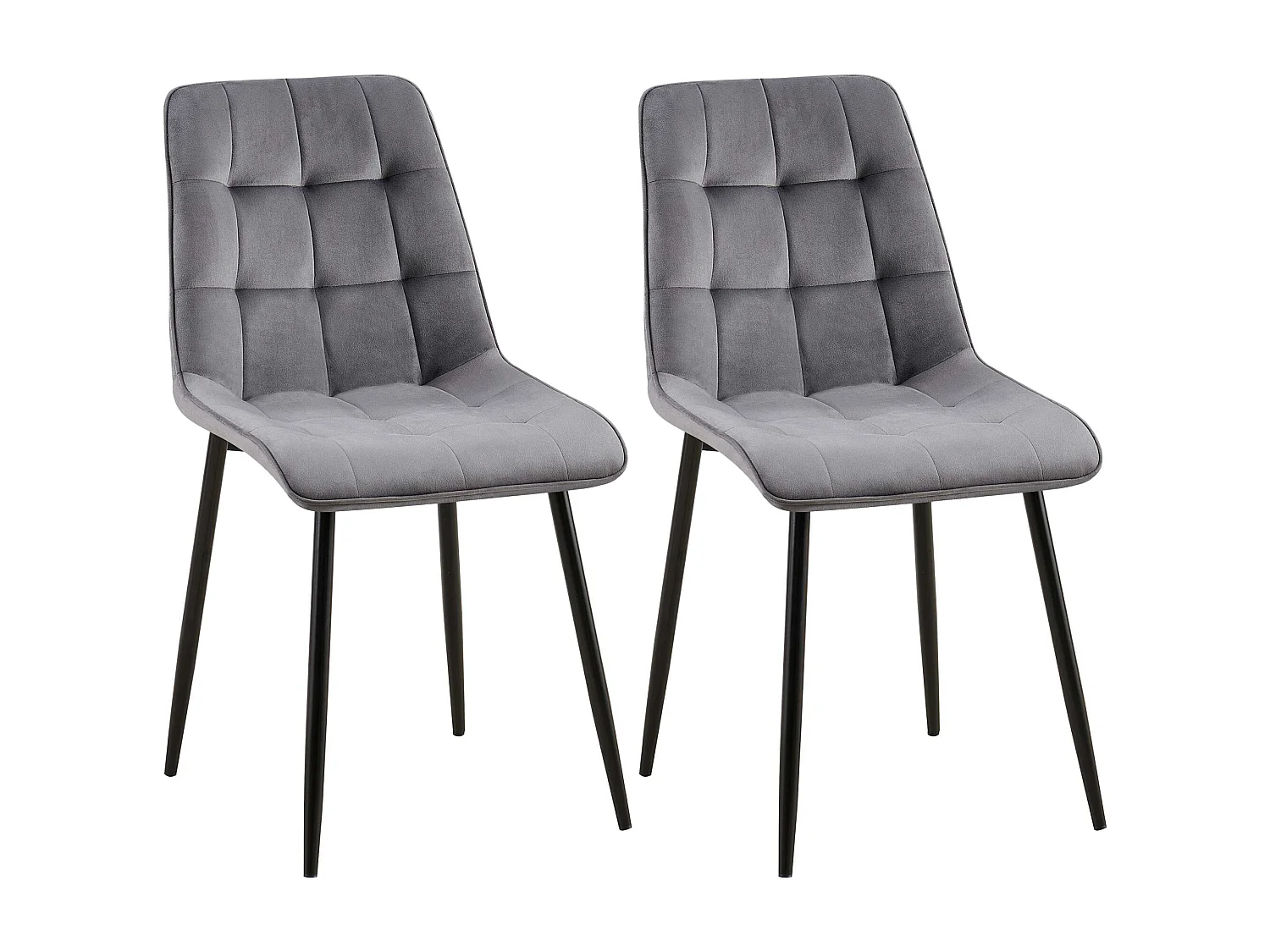 Lot de 2  chaise salle à manger - Velours - Gris foncé - Gifford