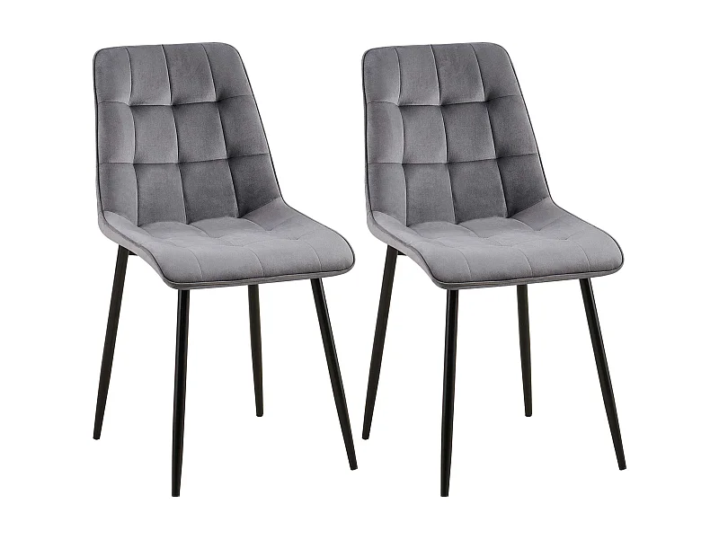 Lot de 2  chaise salle à manger - Velours - Gris foncé - Gifford
