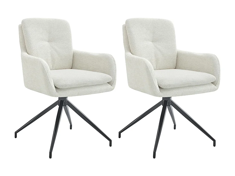 Lot de 2  chaise salle à manger - Tissu - Crème - Pickett