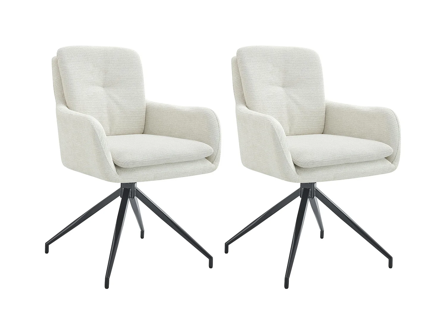 Lot de 2  chaise salle à manger - Tissu - Crème - Pickett
