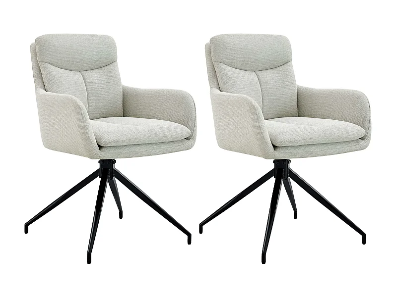 Lot de 2  chaise salle à manger - Tissu - Crème - Somers