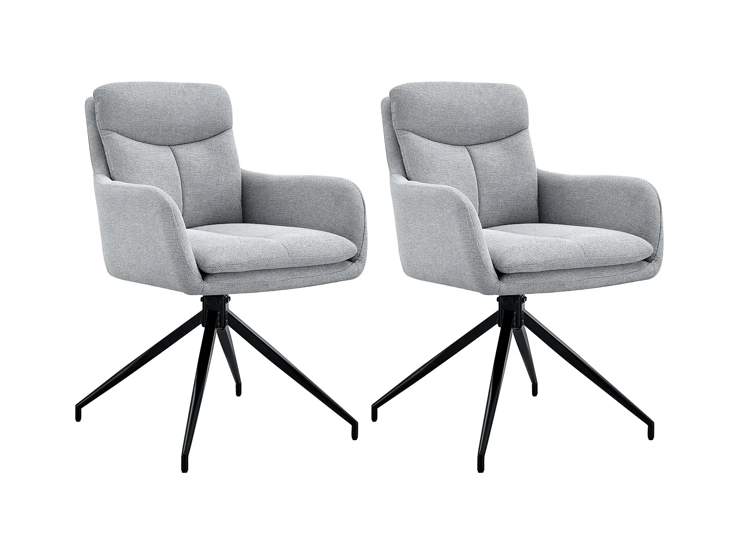 Lot de 2  chaise salle à manger - Tissu - Gris clair - Somers