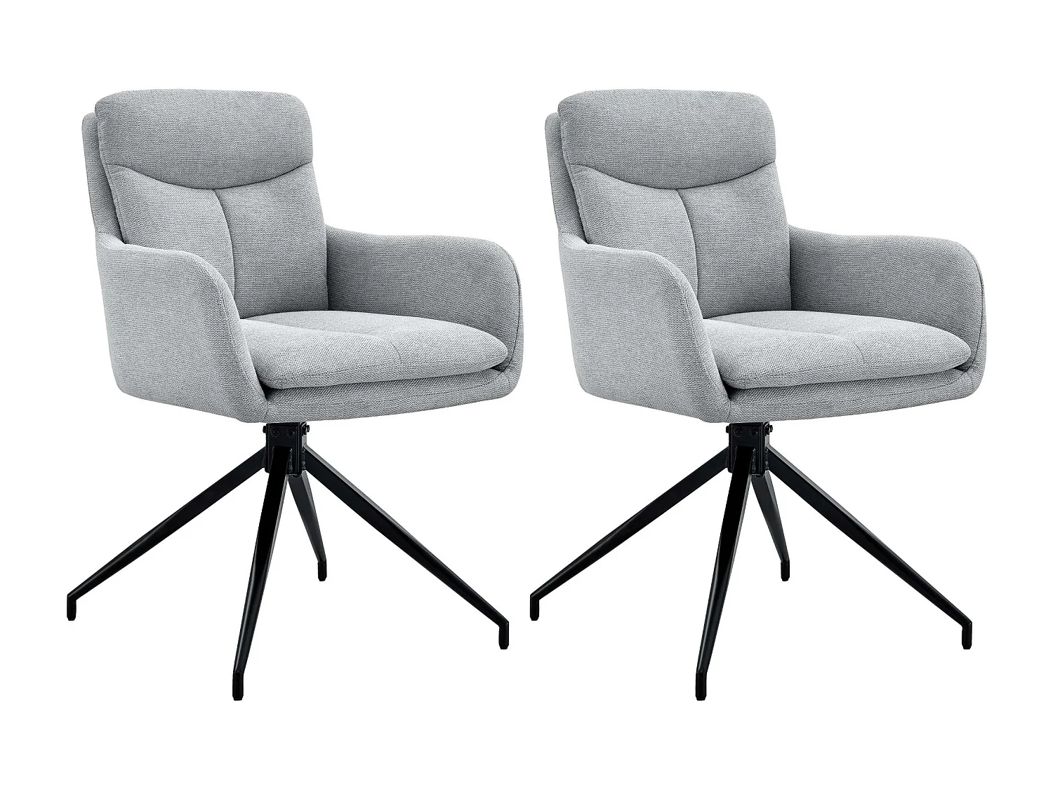 Lot de 2  chaise salle à manger - Tissu - Gris clair - Somers