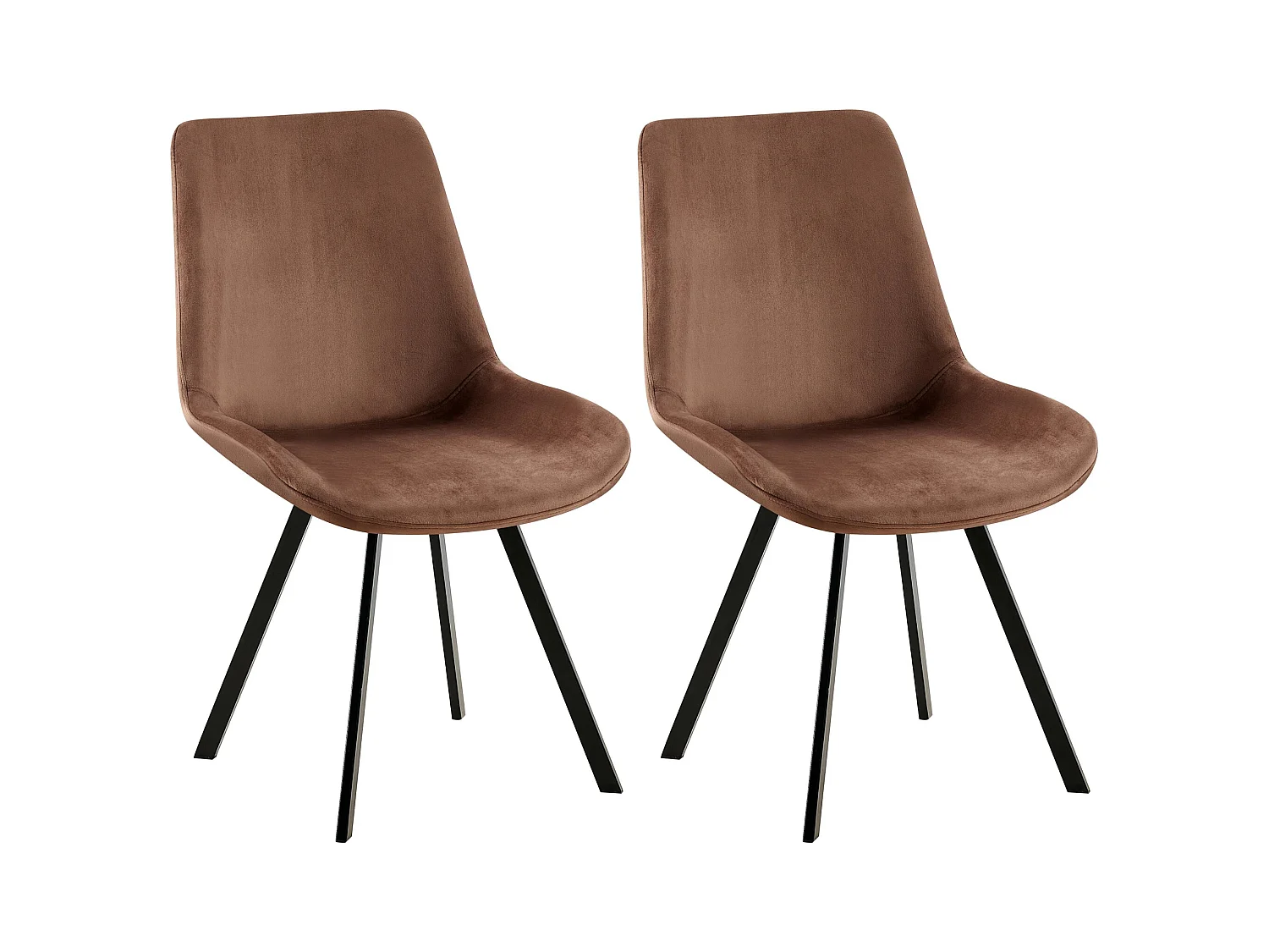 Lot de 2  chaise salle à manger - Velours - Marron - Lewes