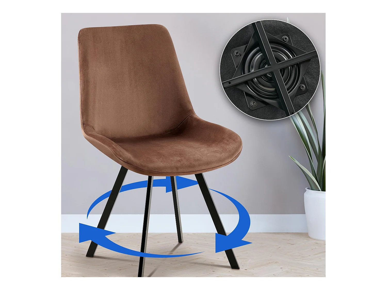 Lot de 2  chaise salle à manger - Velours - Marron - Lewes