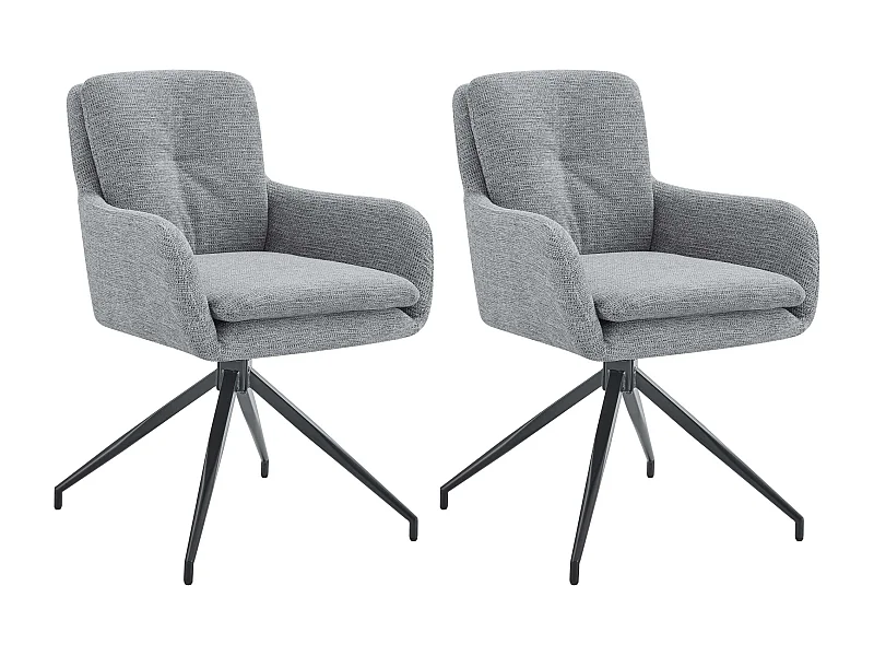 Lot de 2  chaise salle à manger - Tissu - Gris - Pickett