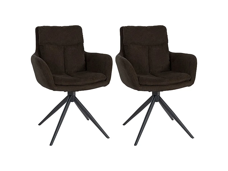 Lot de 2  chaises avec accoudoirs - Tissu - Marron - Vilas