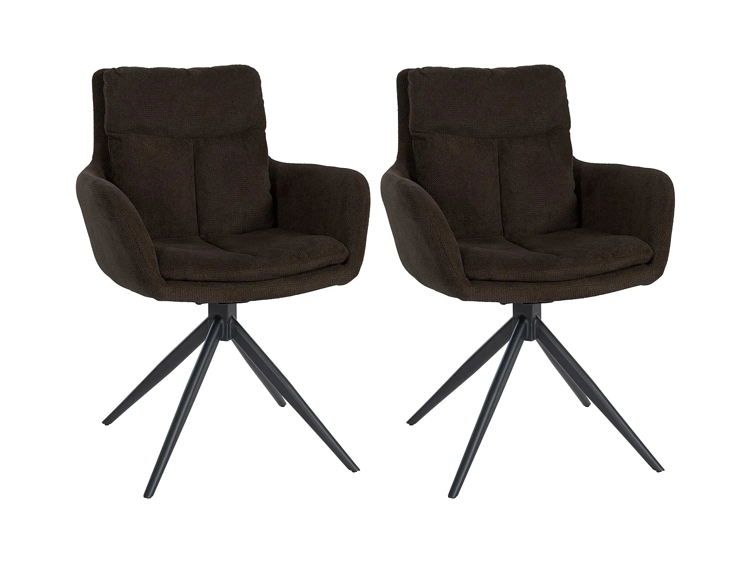 Lot de 2  chaises avec accoudoirs - Tissu - Marron - Vilas