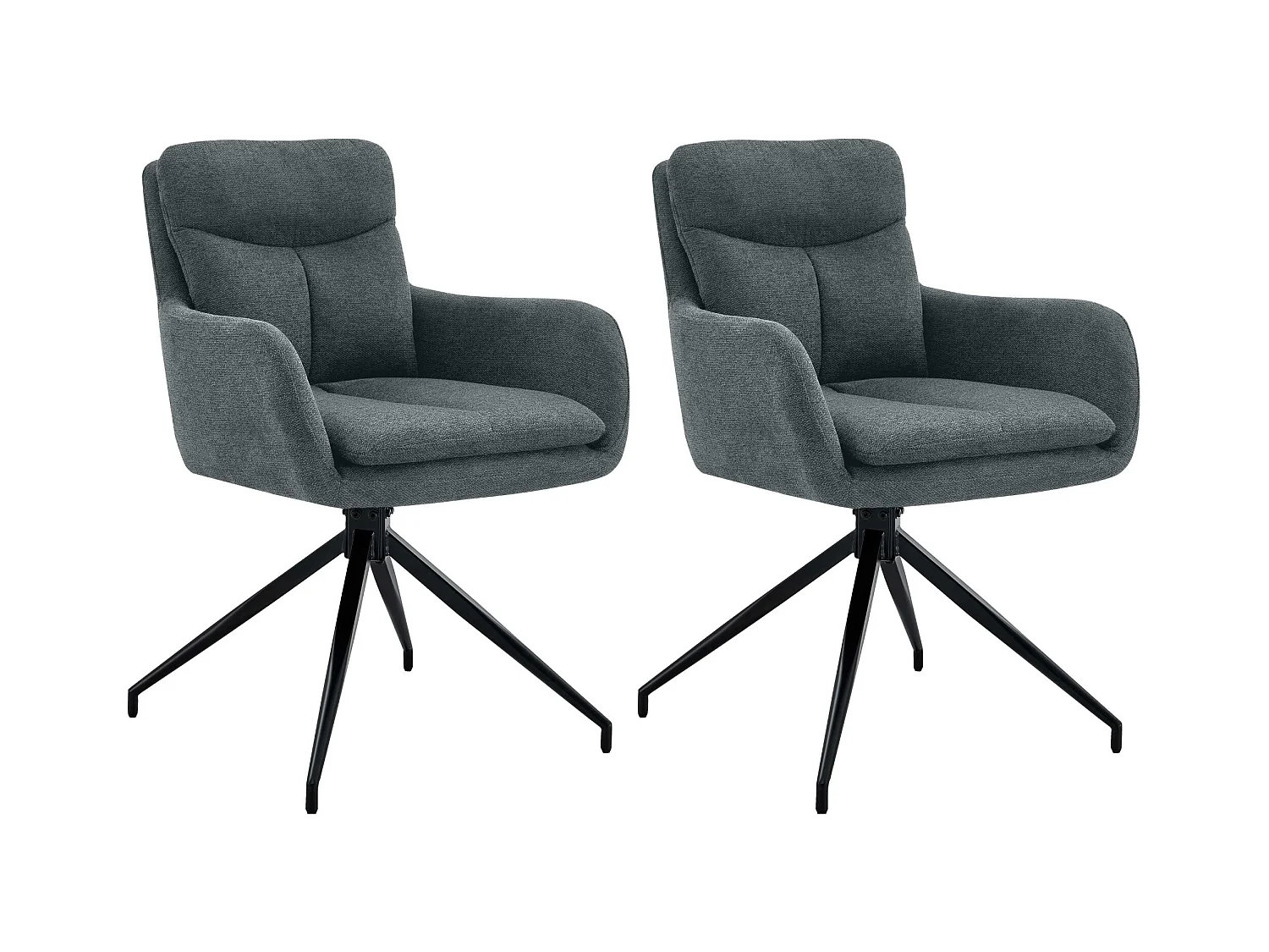 Lot de 2  chaise salle à manger - Tissu - Gris foncé - Somers