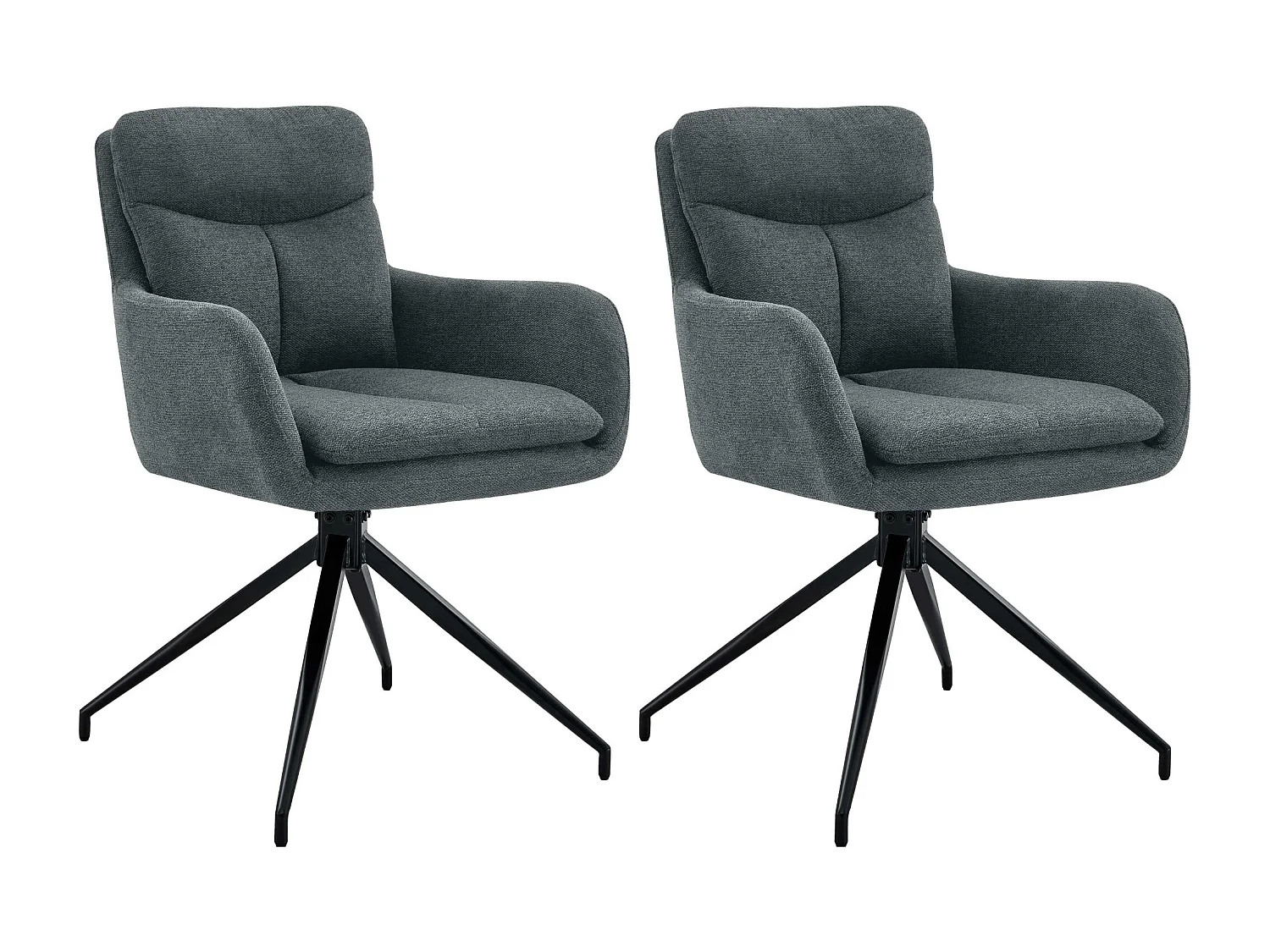 Lot de 2  chaise salle à manger - Tissu - Gris foncé - Somers