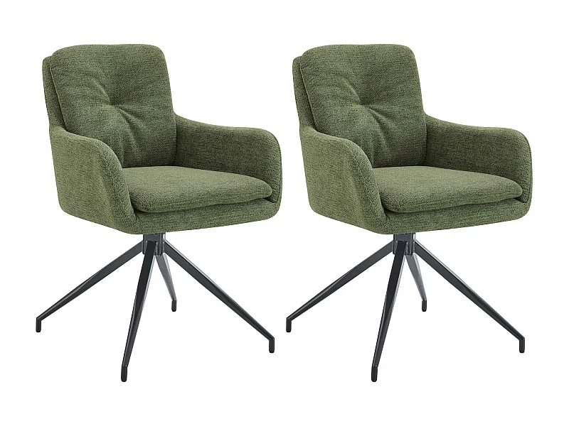 Lot de 2  chaise salle à manger - Tissu - Vert - Pickett