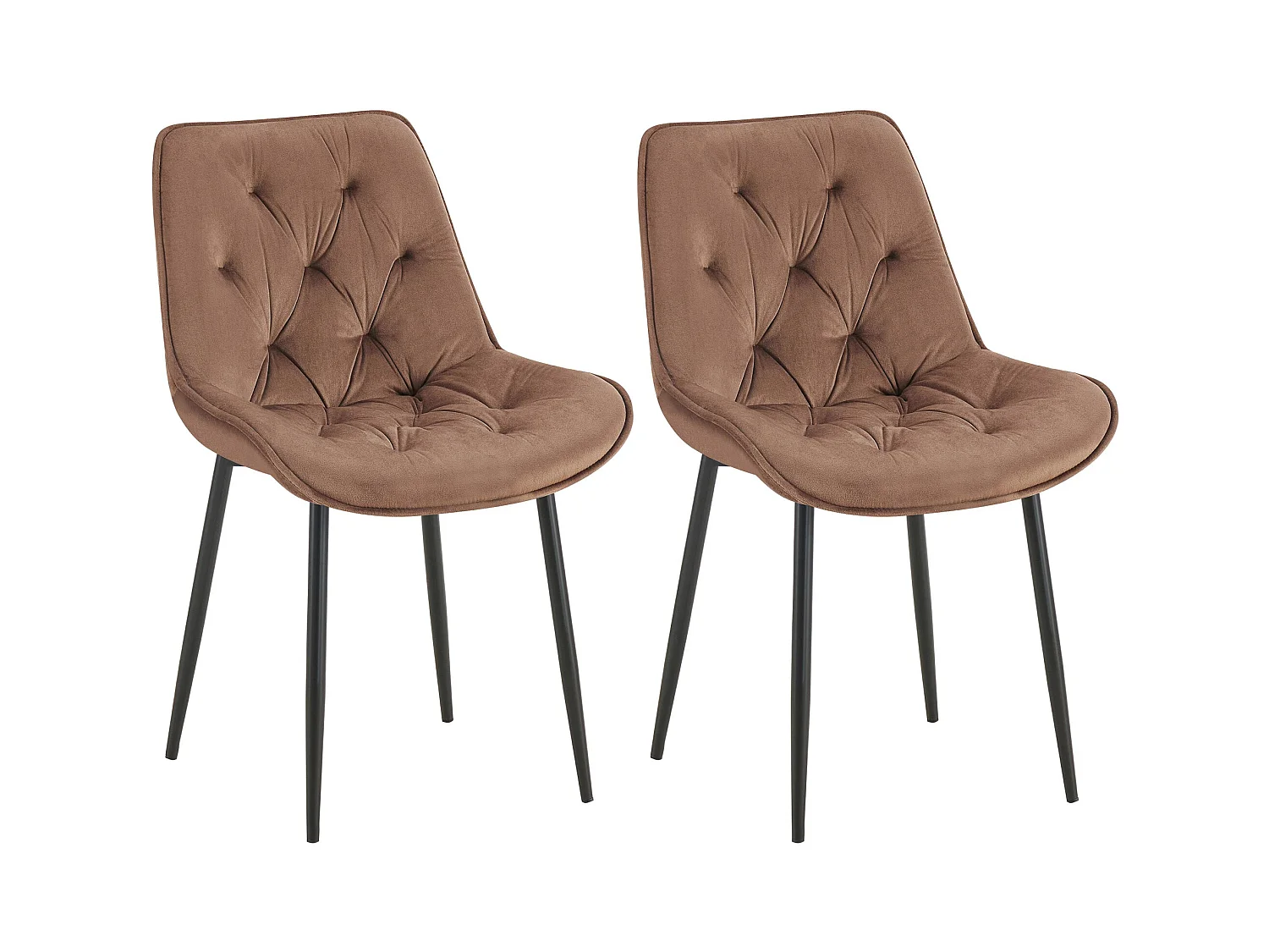 Lot de 2  chaise salle à manger - Velours - Marron - Wallace