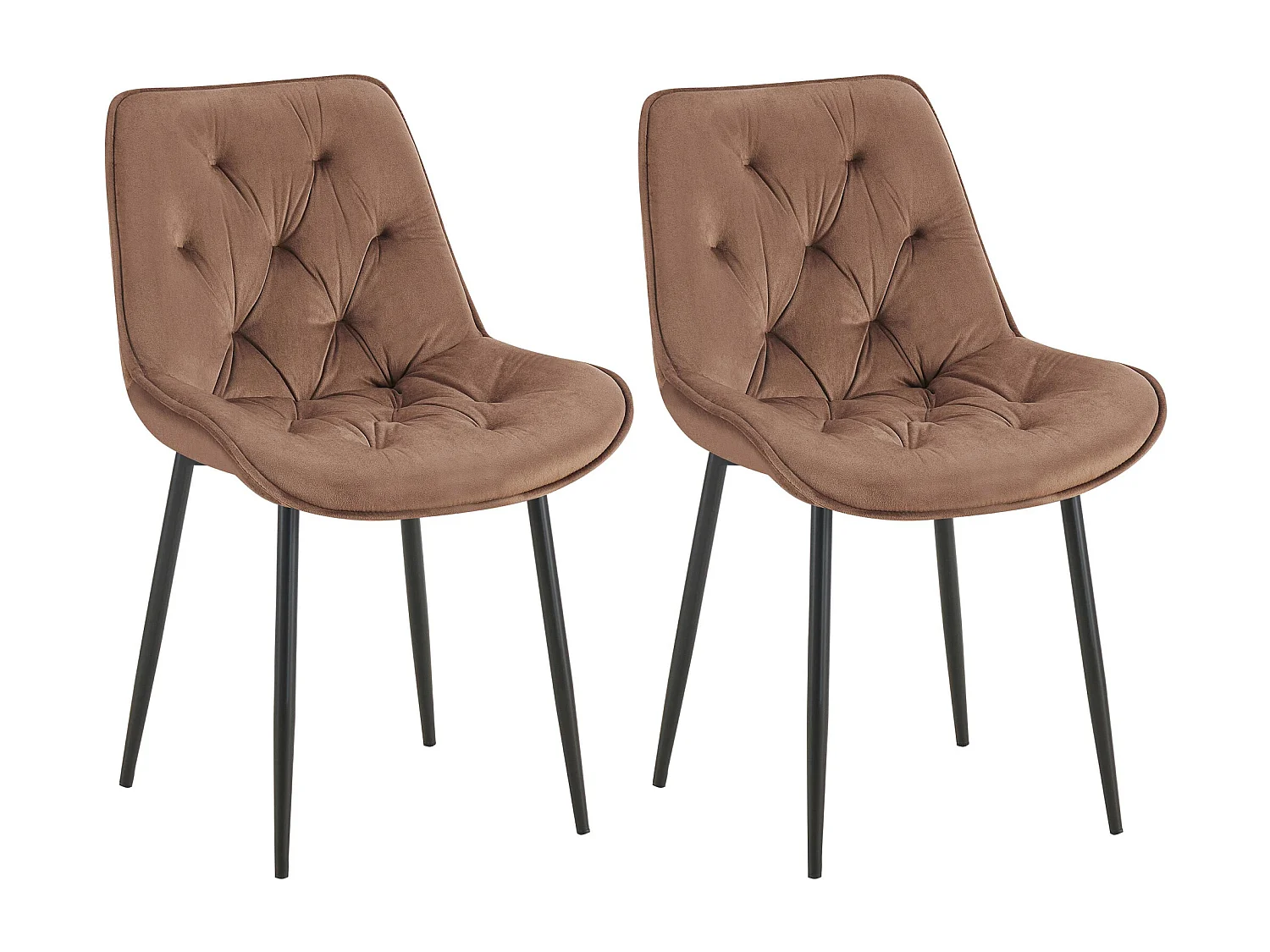 Lot de 2  chaise salle à manger - Velours - Marron - Wallace