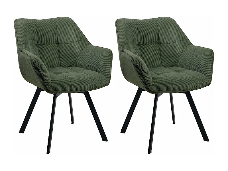 Lot de 2  chaises avec accoudoirs - Cordon - Vert - Jordi