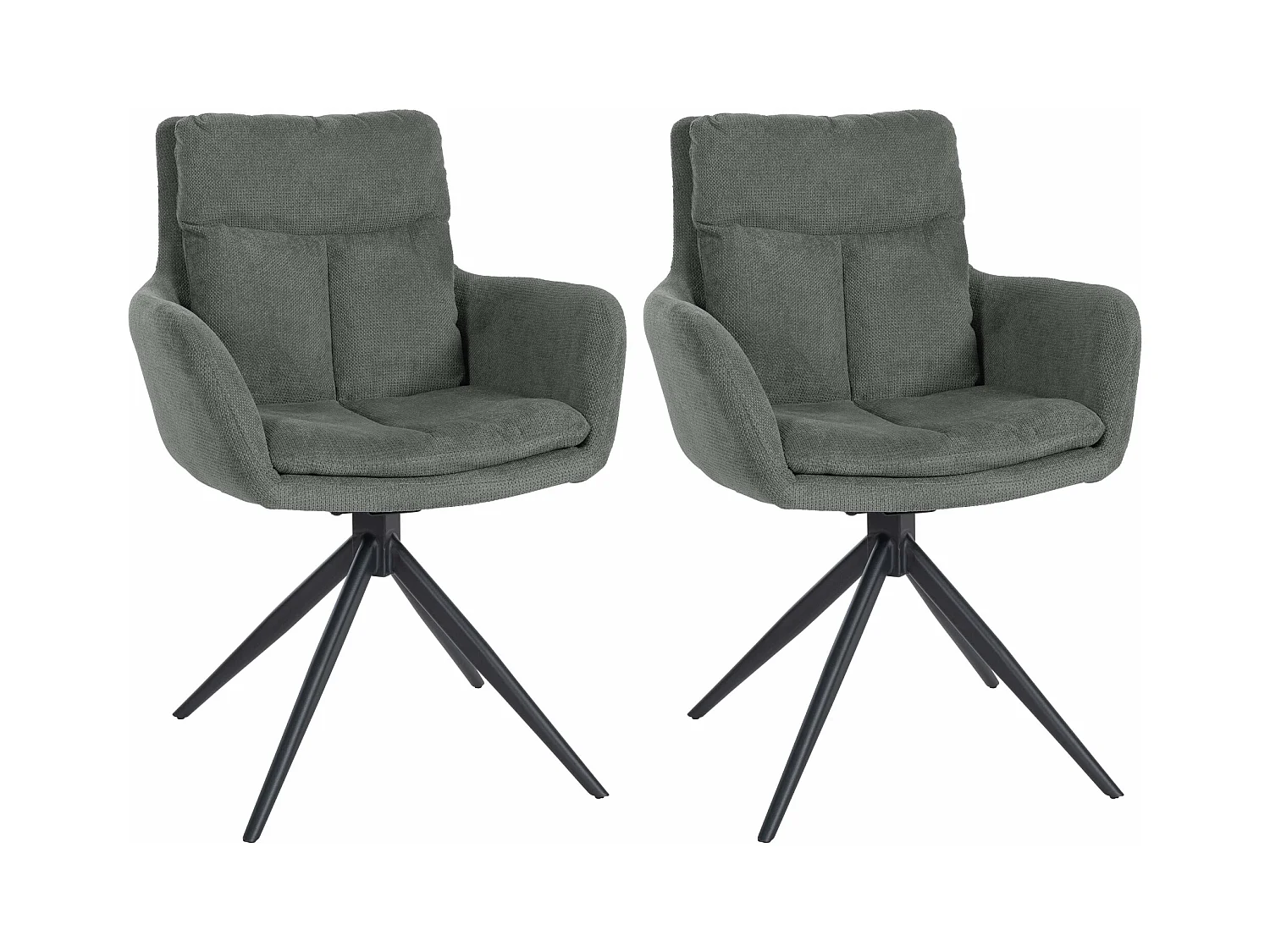 Lot de 2  chaises avec accoudoirs - Tissu - Gris - Vilas