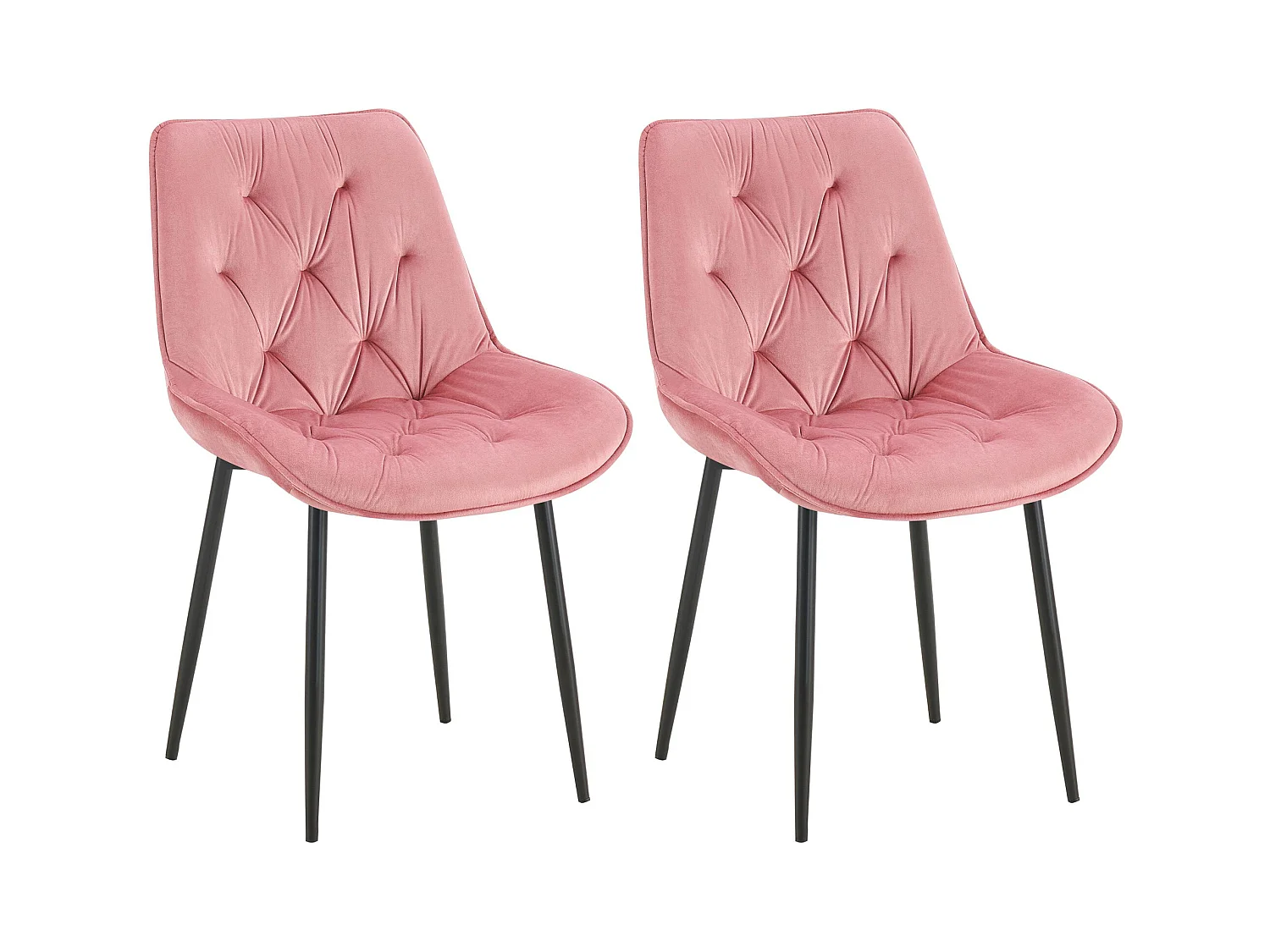 Lot de 2  chaise salle à manger - Velours - Rose - Wallace