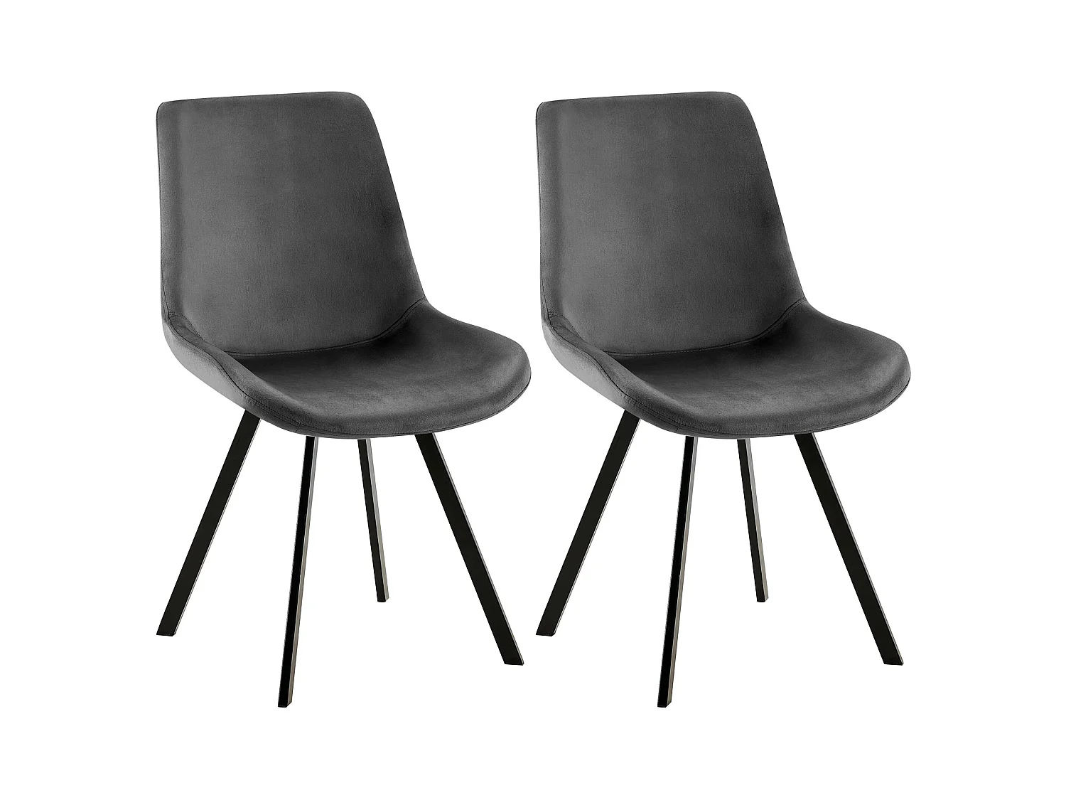 Lot de 2  chaise salle à manger - Velours - Gris foncé - Lewes