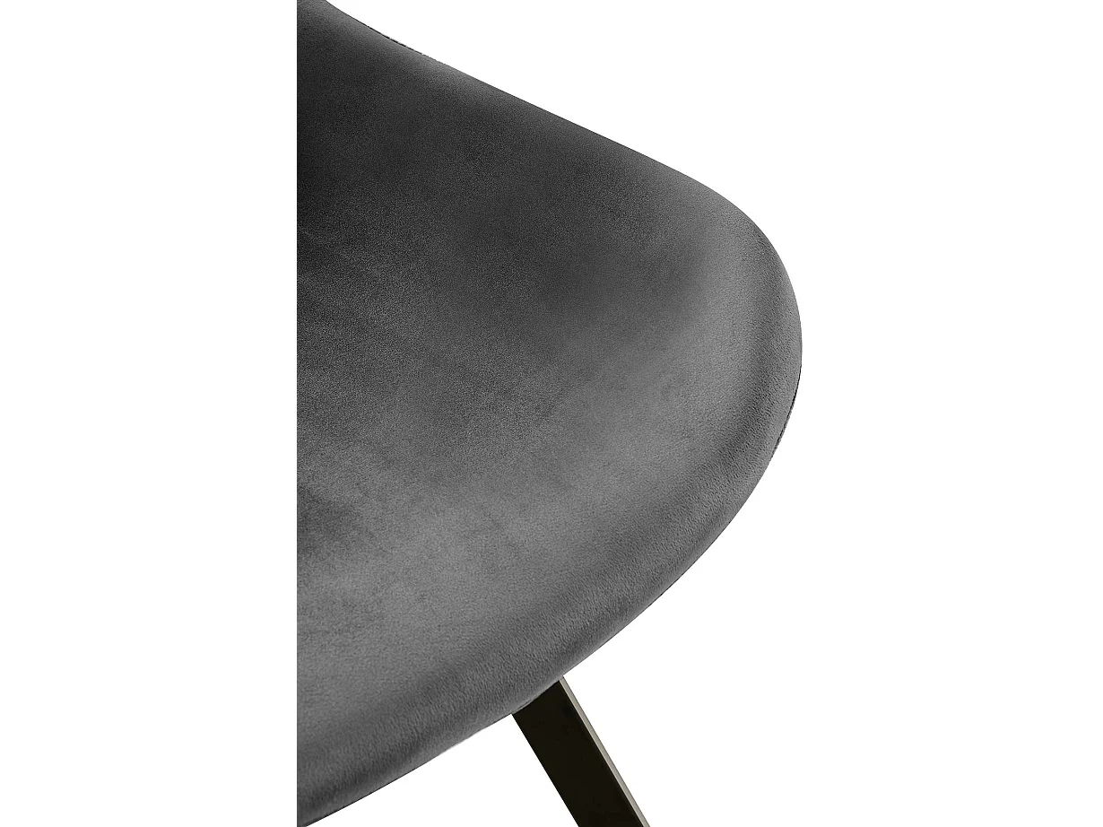 Lot de 2  chaise salle à manger - Velours - Gris foncé - Lewes