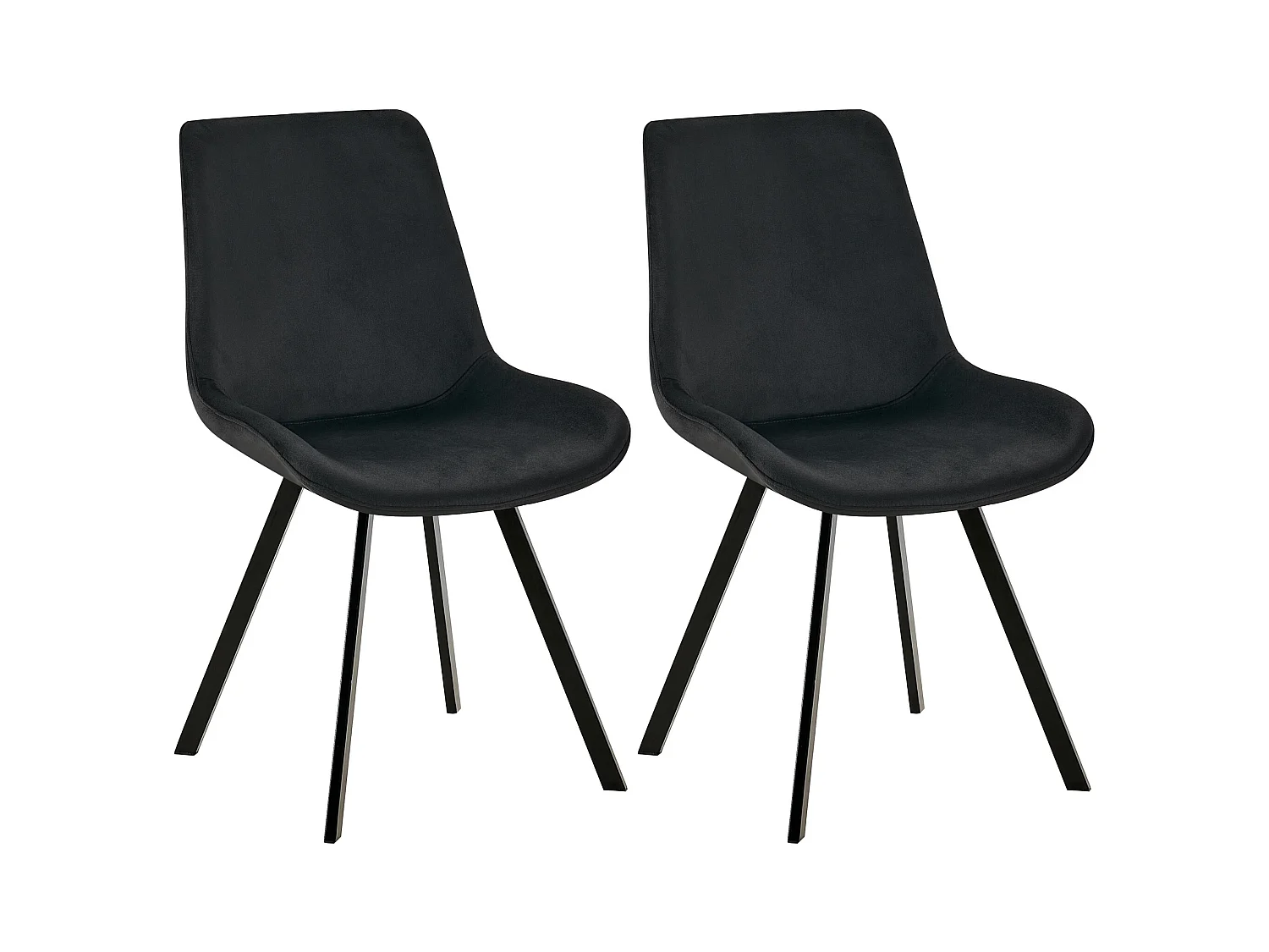 Lot de 2  chaise salle à manger - Velours - Noir - Lewes