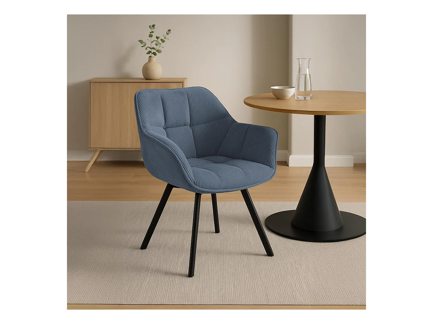 Lot de 2  chaises avec accoudoirs - Cordon - Bleu - Jordi