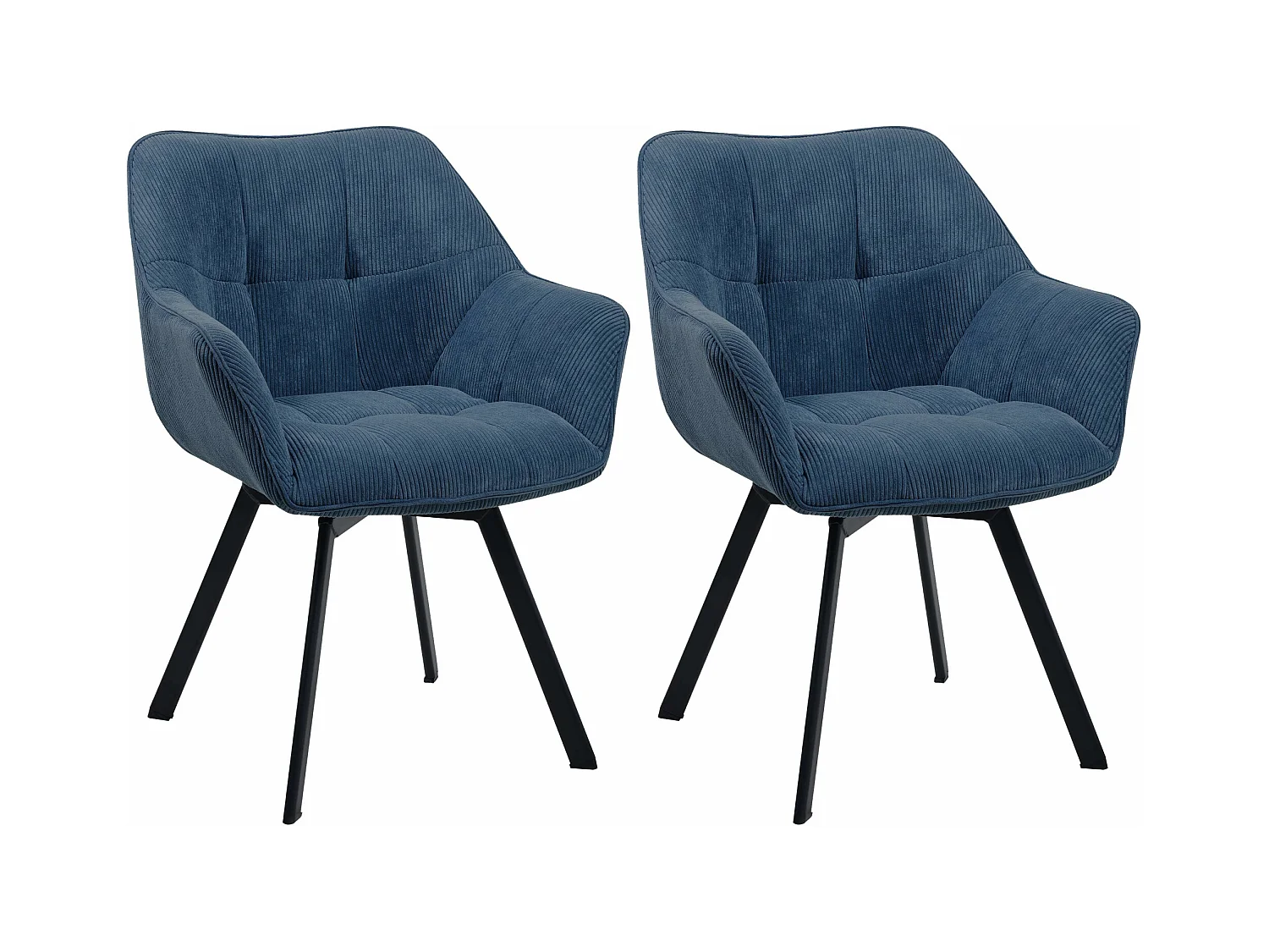 Lot de 2  chaises avec accoudoirs - Cordon - Bleu - Jordi